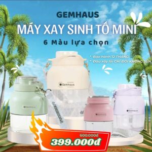 Máy xay sinh tố di động mini Gemhaus Gh880 nhỏ gọn tiện lợi dung tích xay 500ml uống 800ml