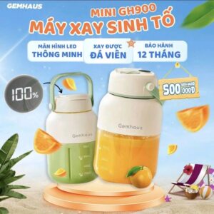 [LED PIN] Máy xay sinh tố di động mini Gemhaus Gh900 xay 800ml uống 1100ml mới ra mắt